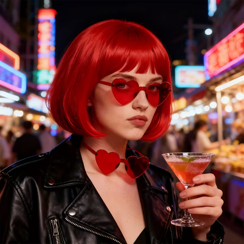 Short Bob Red Wig with Bangs Red Short Wigs for Women Straight Bob White Cospaly Hair Wig for Daily Party Mother's Day