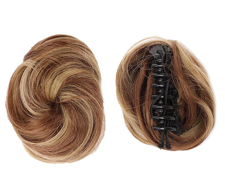 2PCS Mini Claw Clip in Hair Bun Messy Cat Ears Hair Bun Extension Synthetic Donut Wig Accessory Ponytail Hair Extensions Thick Updo Space Bun Hair Pieces for Women Girls