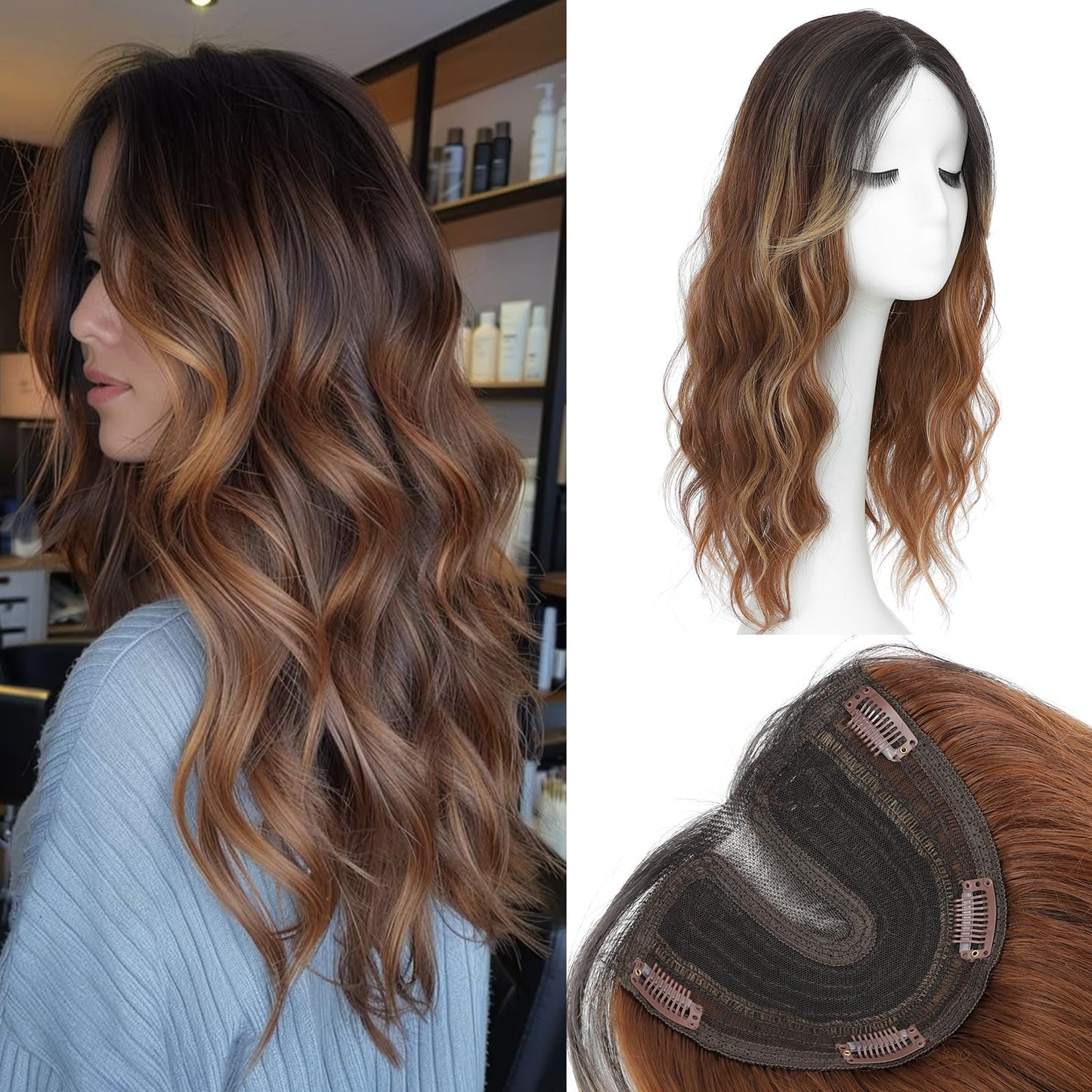 Hair Toppers For Women Synthetic Protein Fiber Curly Style Topper For Short Hair Length Women Solve Slightly Lossing And Gray Hair Problems