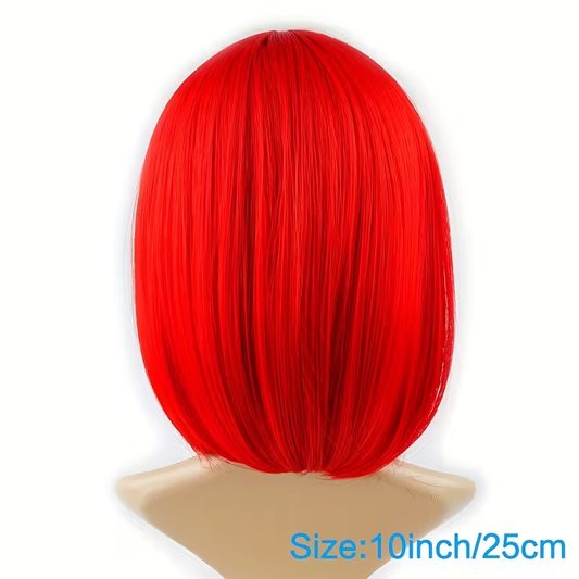 Short Bob Red  Wig with Bangs  Red Short Wigs for Women Straight Bob White Cospaly Hair Wig for Daily Party Mother's Day
