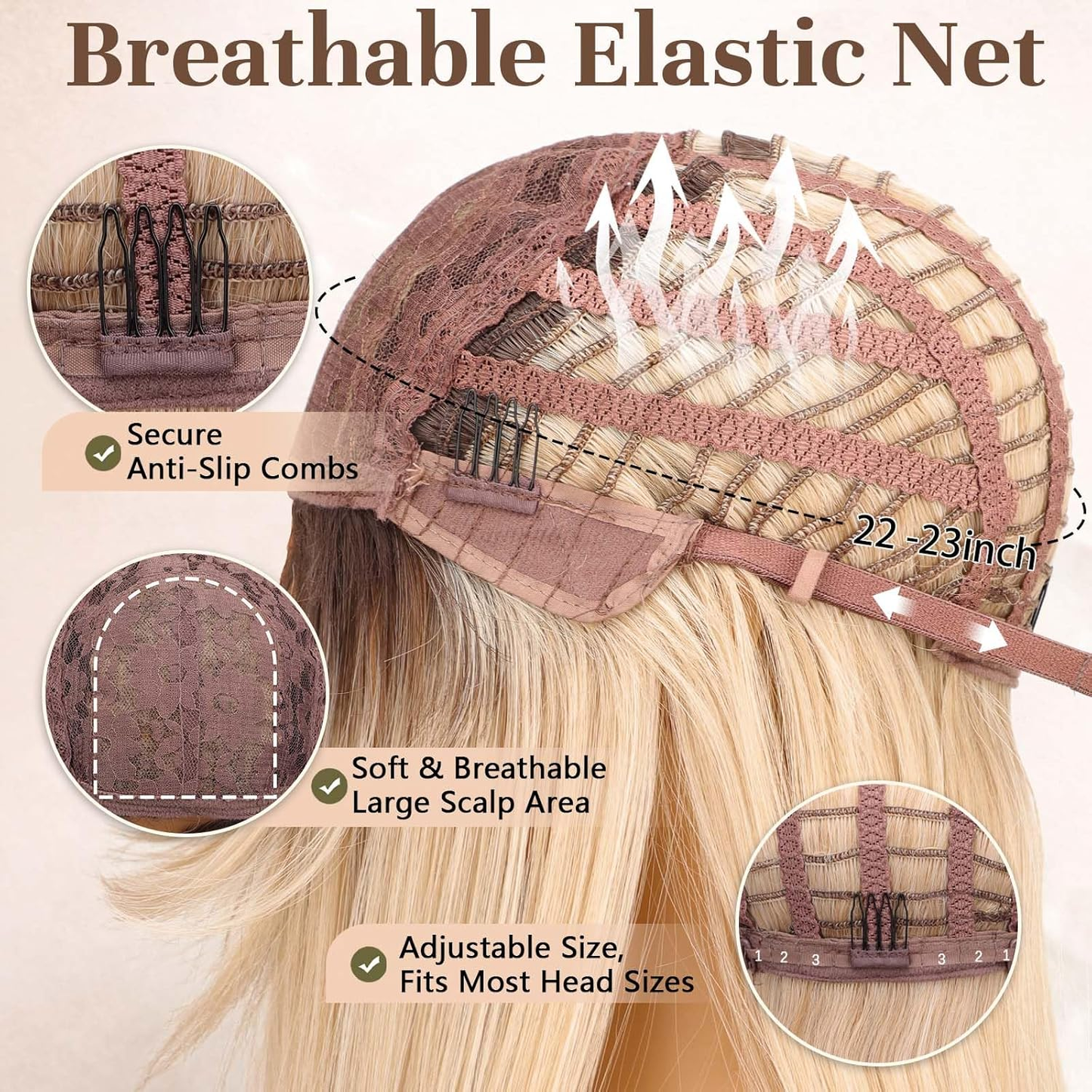 26" Glueless Black Wig with Curtain Bangs - Long Straight Synthetic Hair, Upgraded Premium Fibers for Natural Look & Fullness, Easy No-Glue Application, Everyday & Special Events - Women's Hair Wig, Event Hairpiece, Sleek Straight Hairpiece
