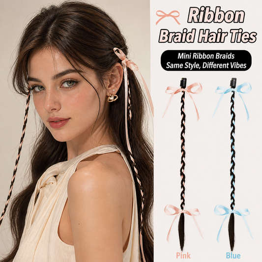 Fantasy Pink/White Dual Color Braided Wig Hair Accessory 22 Inch Pearl Wrapped Long Double Ponytails, Set of 2 Suitable for Women, Ideal for Parties, Everyday Use, Cosplay