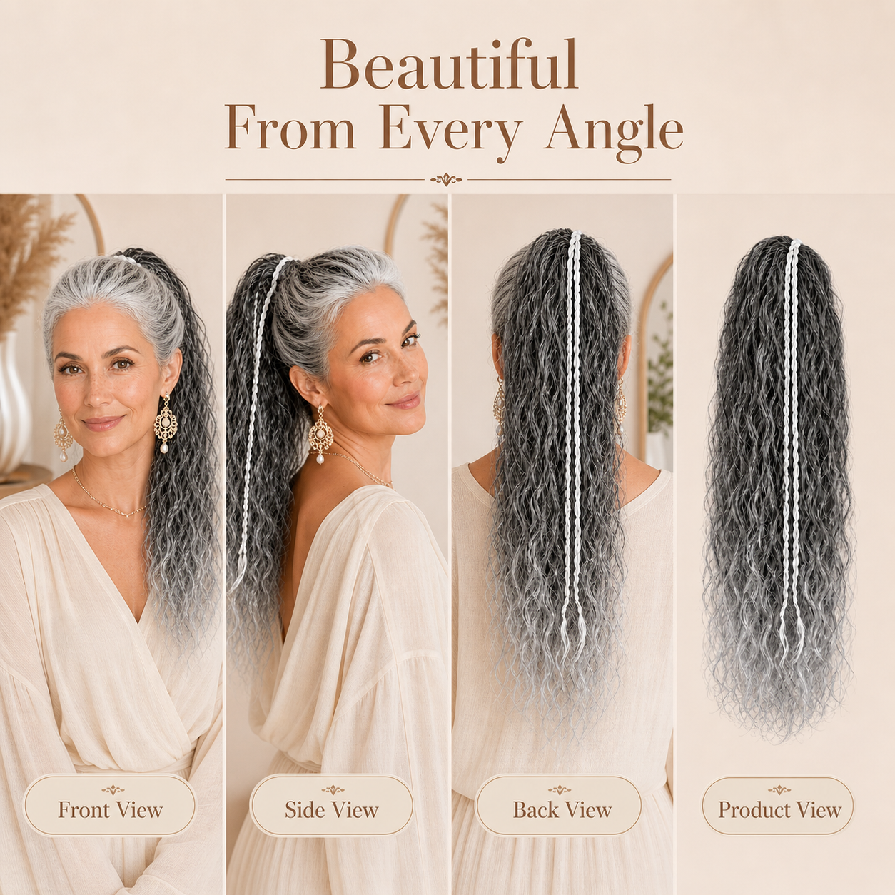 XC CLOUDS™ Mother’s Day Silver Wave Ponytail – Elegant Curly Hair Extension for Moms & Glam Looks