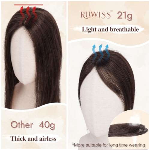 Hair Toppers for Women Real Human Hair Lightweight Clip in Hair Piece for Thinning Hair Fluffy Straight Hair Topper,