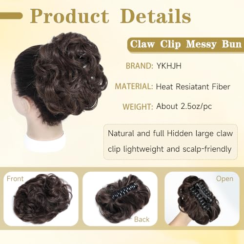 Bun Hair Piece, Tousled Updo Hair Buns Extension Elastic Hair Band Hair Pieces, Curly Hair Bun Scrunchie For Women