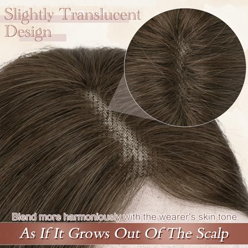 Hair Toppers for Women Real Human Hair Lightweight Clip in Hair Piece for Thinning Hair Fluffy Straight Hair Topper,
