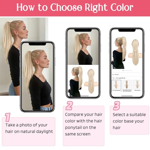 Ponytail Extension, 20 Inch Long Braid Drawstring Clip in on Ponytail Hair Extensions Synthetic Hairpiece for Women