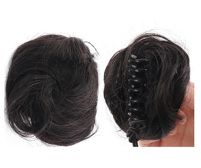 2PCS Mini Claw Clip in Hair Bun Messy Cat Ears Hair Bun Extension Synthetic Donut Wig Accessory Ponytail Hair Extensions Thick Updo Space Bun Hair Pieces for Women Girls