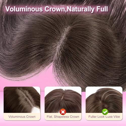 Octall Hair Toppers for Women with Thinning Hair, 20 Inch Synthetic 360° 3D Clip-In Topper, Straight Layered Wiglet Adds Natural Volume & Full Crown Coverage