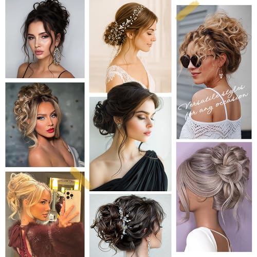 Bun Hair Piece, Tousled Updo Hair Buns Extension Elastic Hair Band Hair Pieces, Curly Hair Bun Scrunchie For Women