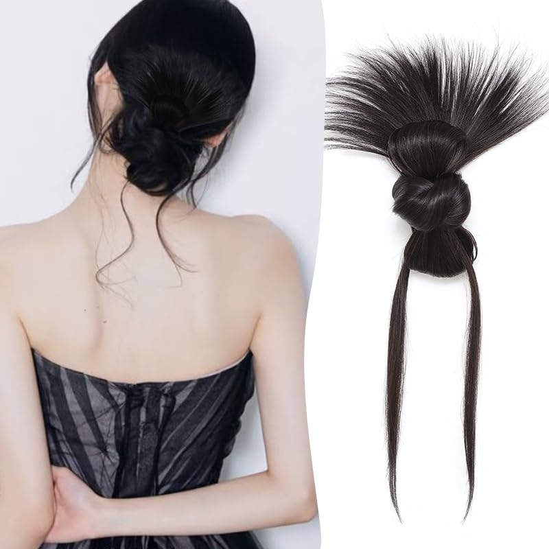 Bun Hair Piece for Women Clip-On Feathered Bun Wig,Hgyugrf Messy Bun Hair Piece with Claw Clip Short Ponytail Hair piece for Thin Hair