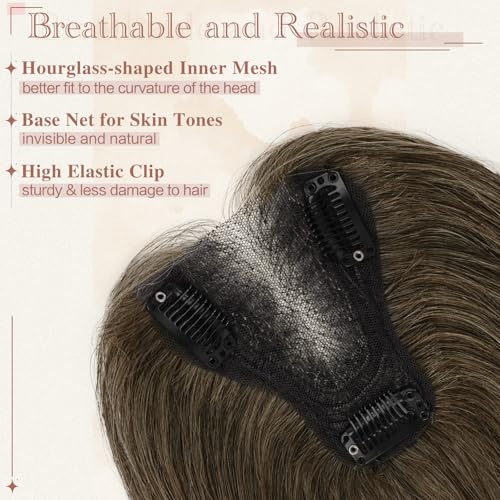 Hair Toppers for Women Real Human Hair Lightweight Clip in Hair Piece for Thinning Hair Fluffy Straight Hair Topper,