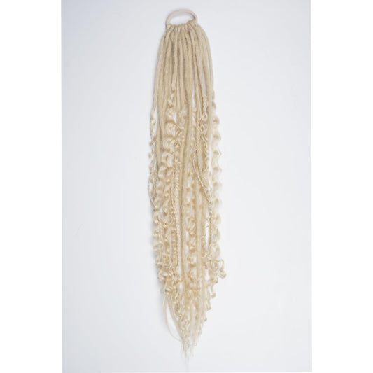Clip In Dreadlock Hair Extensions, 24 inch Curly Dreads with Box Braid Wavy Synthetic Boho Dreads Extensions
