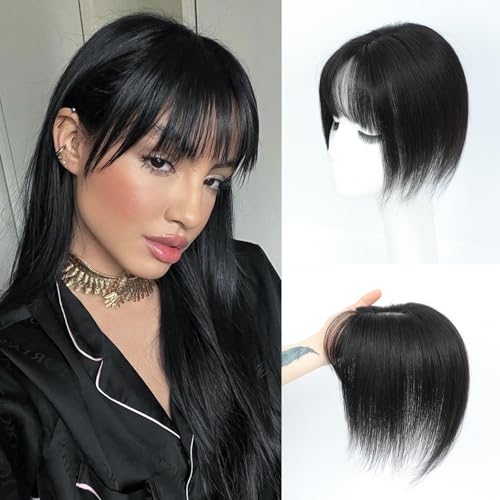 Hair Toppers For Women Real Human Hair Short Length Topper For Slightly Lossing And Covering Gray Hair 7 * 11 French Style Bang For Adding Volume