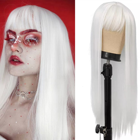 Wigs for Women, Long Wavy Heat Resistant Fiber Wigs Side Bangs Cosplay Party Daily Use