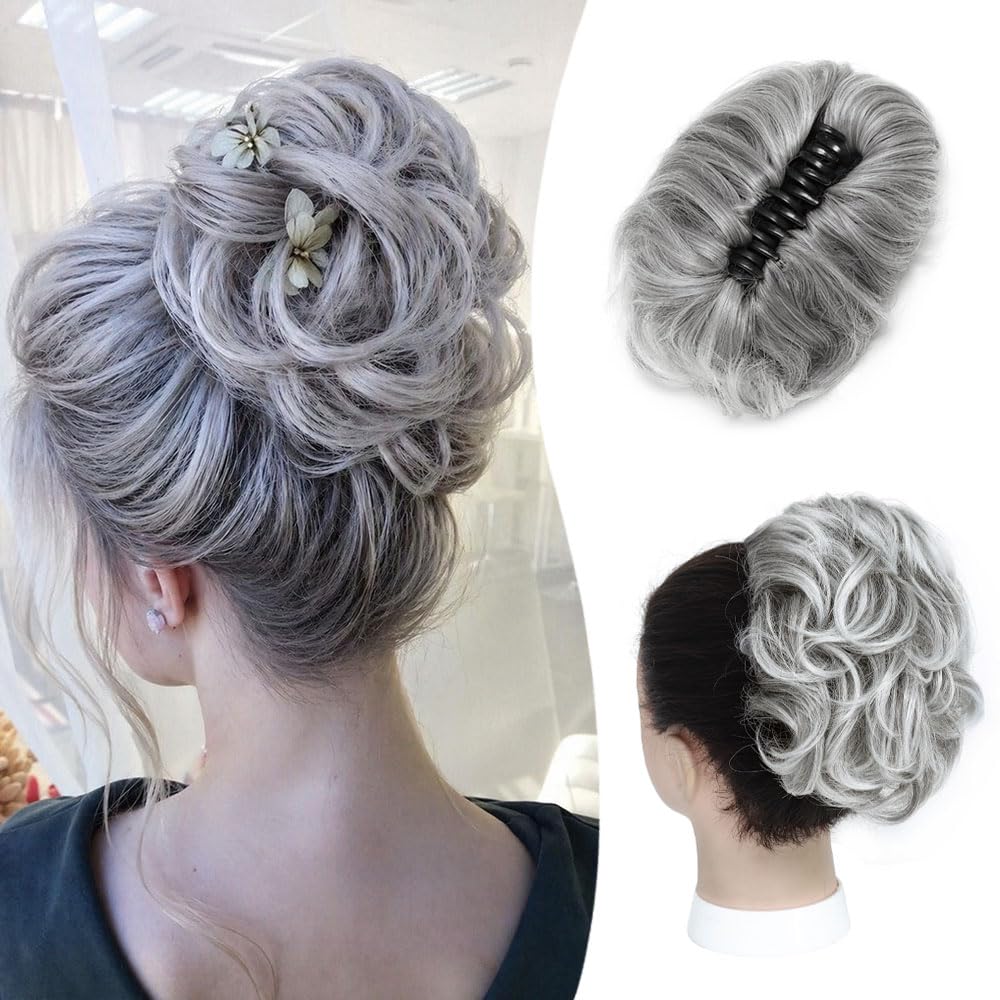 Bun Hair Piece, Tousled Updo Hair Buns Extension Elastic Hair Band Hair Pieces, Curly Hair Bun Scrunchie For Women