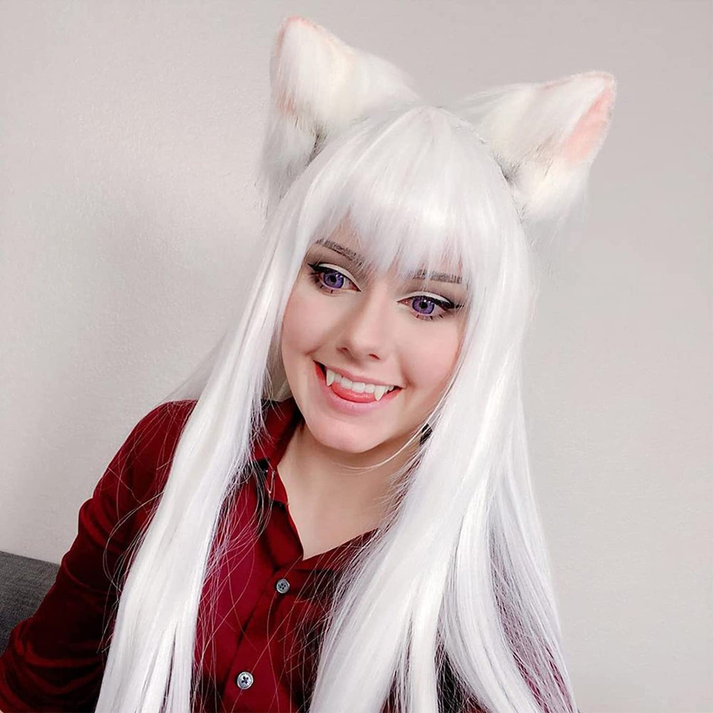 Wigs for Women, Long Wavy Heat Resistant Fiber Wigs Side Bangs Cosplay Party Daily Use