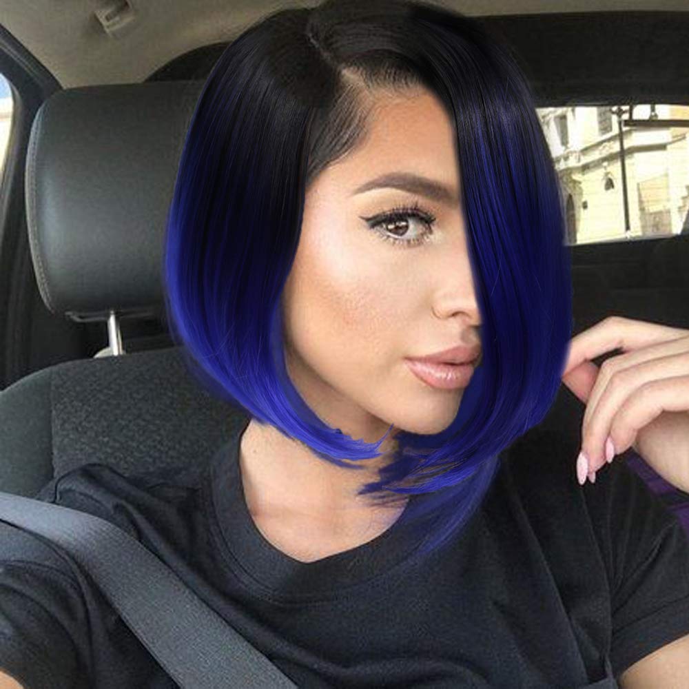 Wig Ombre Wigs Short Straight Bob Wig Middle Part Synthetic Daily Cosplay Party Full Wigs for Women