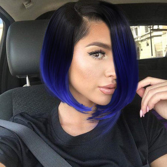 Wig Ombre Wigs Short Straight Bob Wig Middle Part Synthetic Daily Cosplay Party Full Wigs for Women