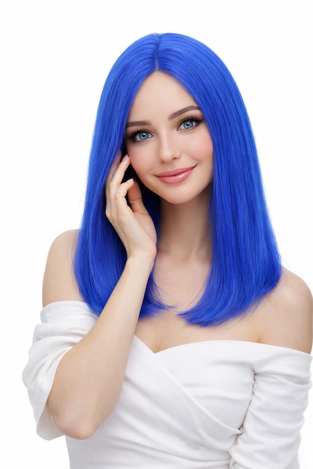 XC CLOUDS Glueless Straight Wigs For Black Women Lace Frontal Hair Wig with Middle Part Simulated Scalp Medium Length Bob Wigs for Halloween or Daily Synthetic Hair Lace Wig