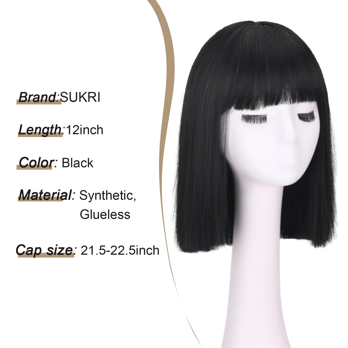 Short Bob Wig for Women Straight Wig with Bangs Shoulder Length Heat Resistant Fiber Synthetic Hair Wigs