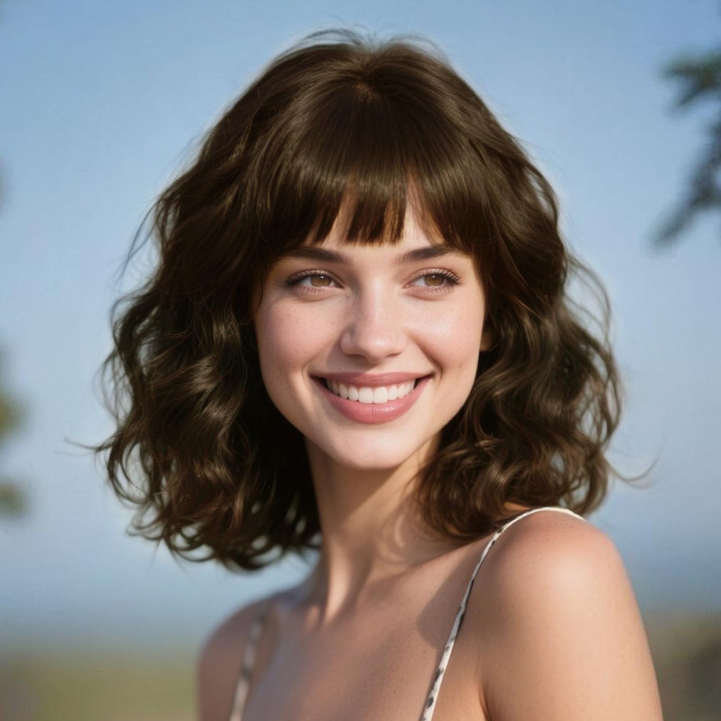 12inch Natural Wave Wavy Bob Wigs with Bangs Black Blue Light Blue Brown Pink Wigs