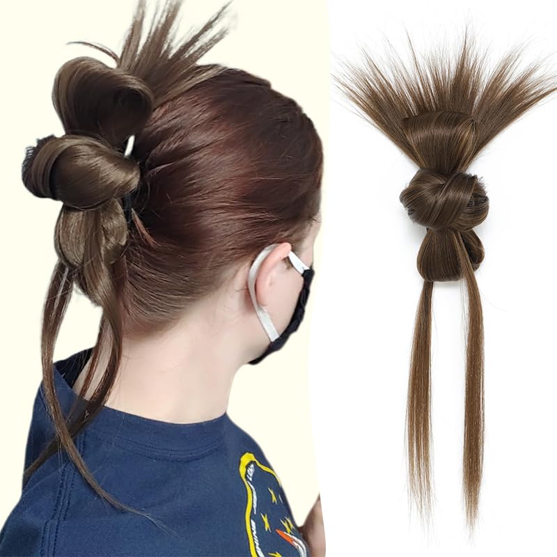 Bun Hair Piece for Women Clip-On Feathered Bun Wig,Hgyugrf Messy Bun Hair Piece with Claw Clip Short Ponytail Hair piece for Thin Hair