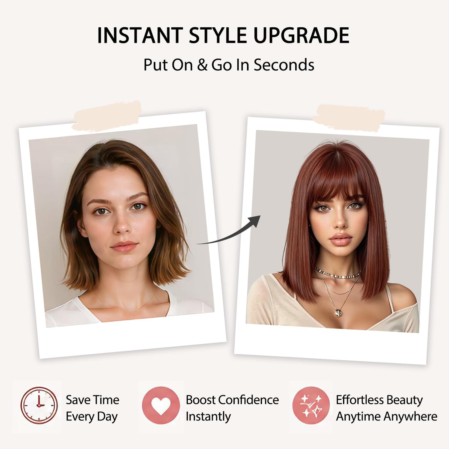 Bob Wig With Bangs Short Straight Wigs for Women 14 Inch Bob Shoulder Length Wigs Heat Resistant Fiber Synthetic Hair for Daily Party Cosplay Colorful Wigs