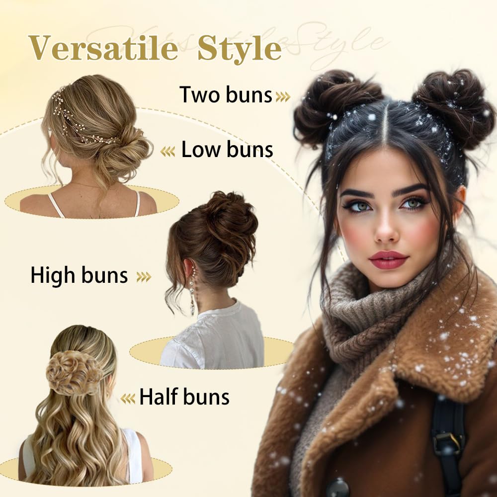 Bun Hair Piece, Tousled Updo Hair Buns Extension Elastic Hair Band Hair Pieces, Curly Hair Bun Scrunchie For Women