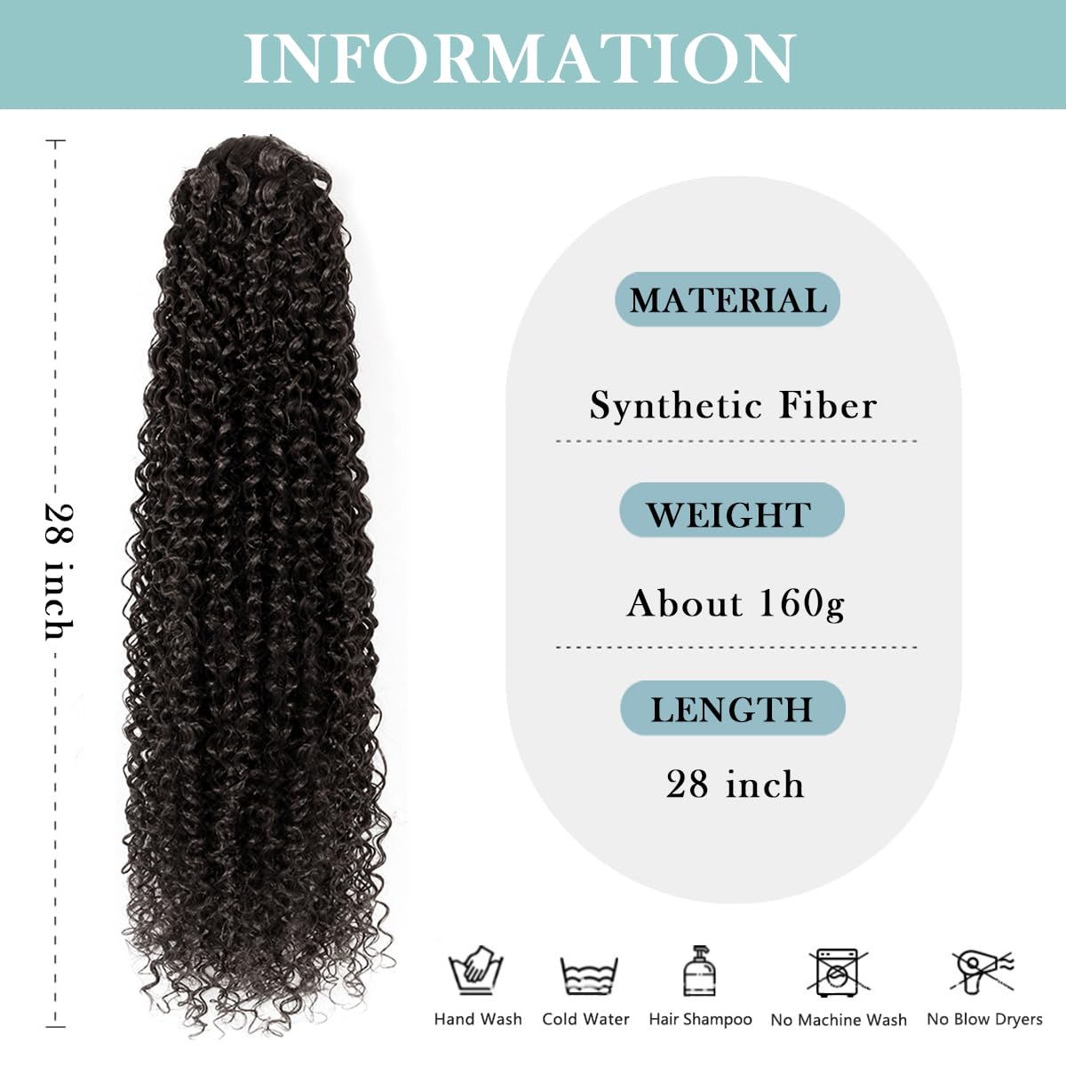 Drawstring Ponytail Extension for Women Curly Ponytail Extension Synthetic Hair Natural Wavy Hair Pieces for Daily Use