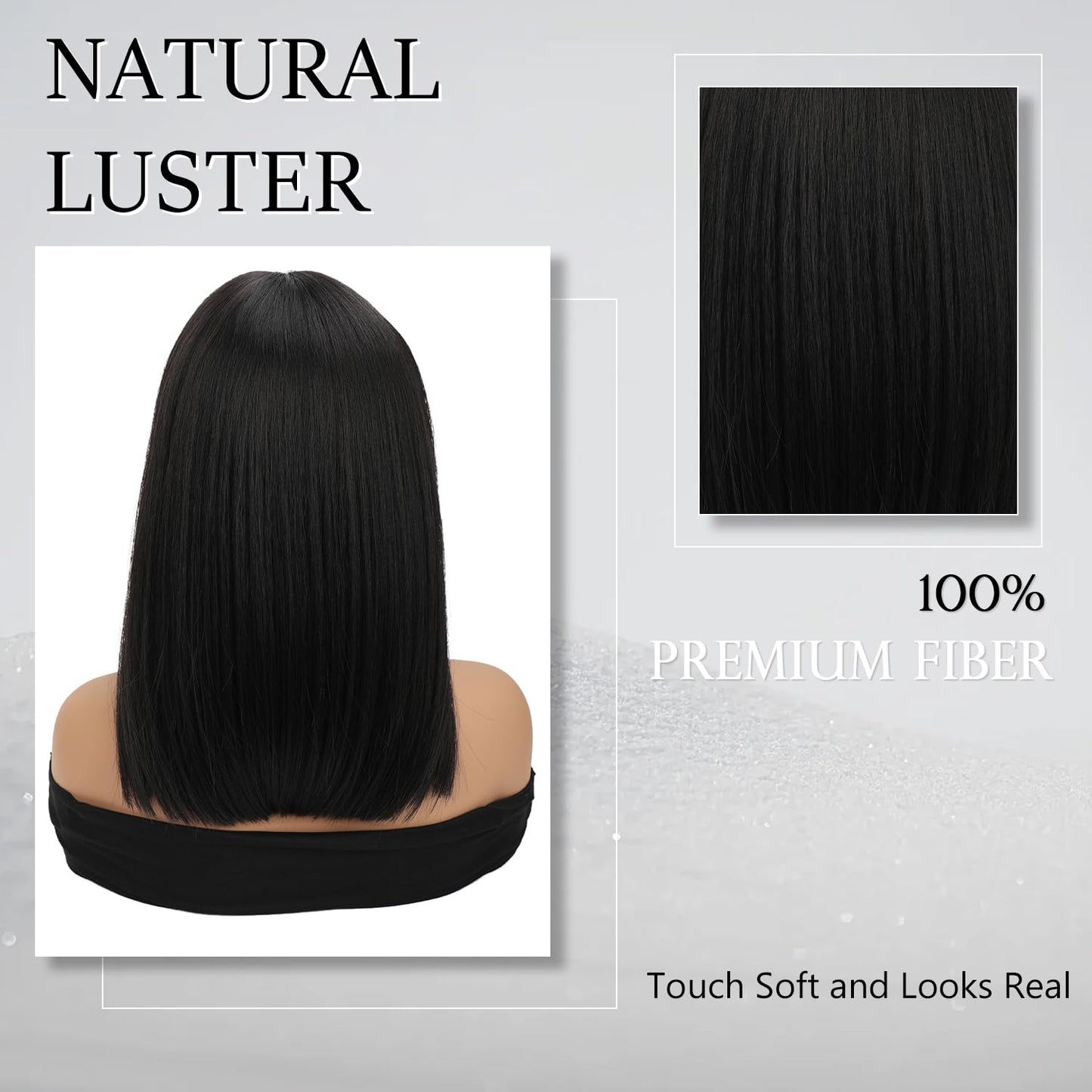 XC CLOUDS Glueless Straight Wigs For Black Women Lace Frontal Hair Wig with Middle Part Simulated Scalp Medium Length Bob Wigs for Halloween or Daily Synthetic Hair Lace Wig