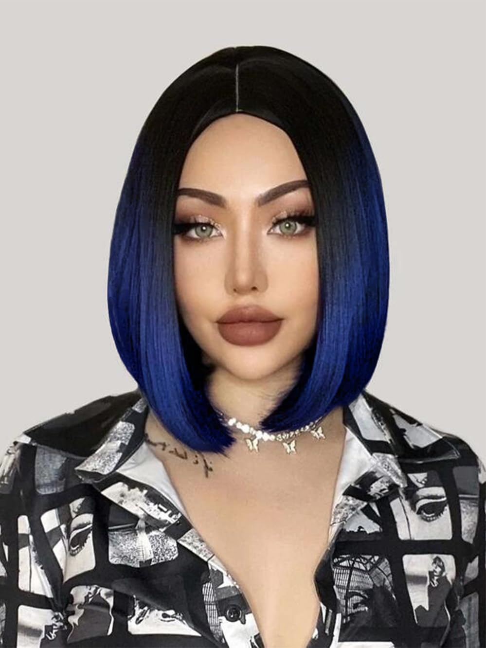 Wig Ombre Wigs Short Straight Bob Wig Middle Part Synthetic Daily Cosplay Party Full Wigs for Women