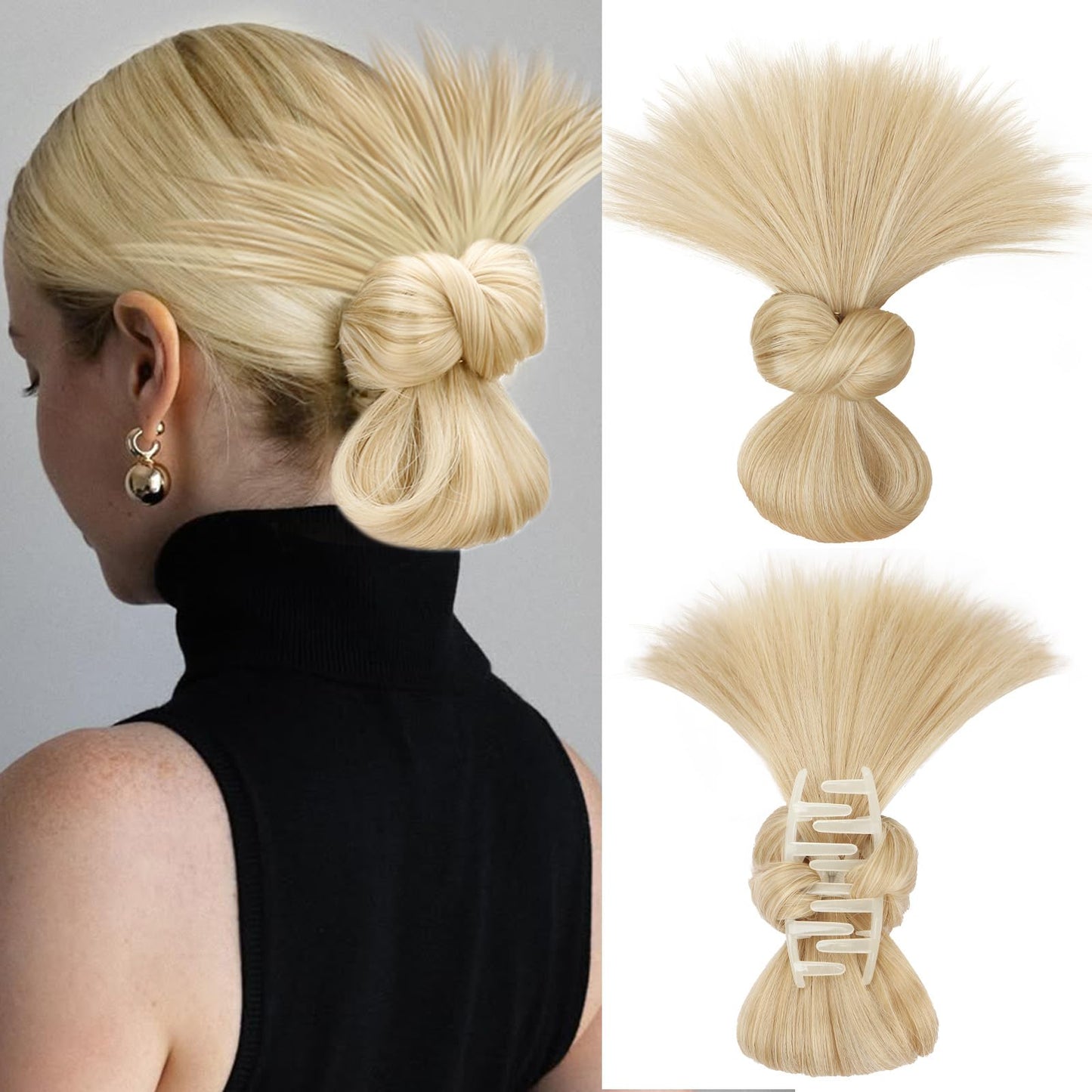 Clip-on Feather Bun Wig