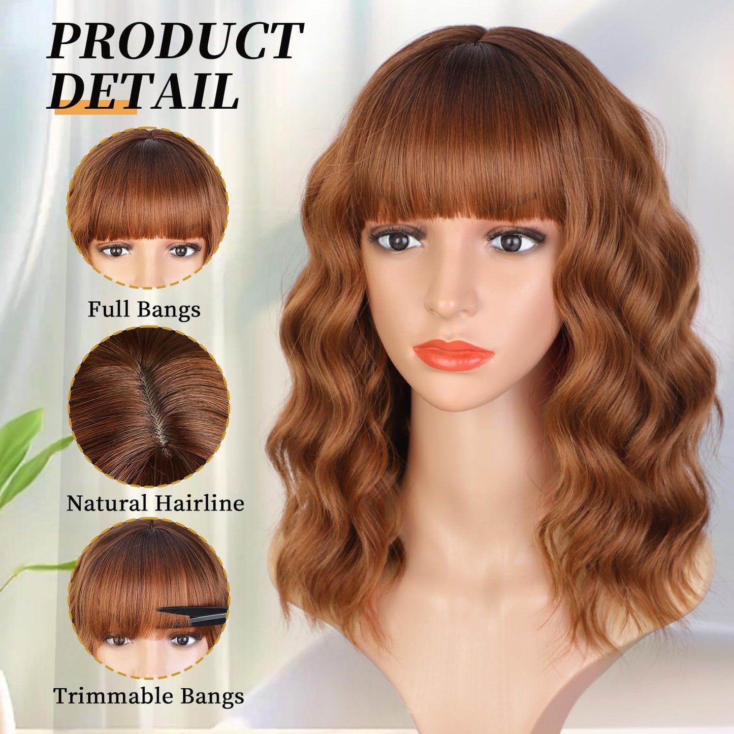 Short Bob Wigs with Bangs for Women for Daily Party Use
