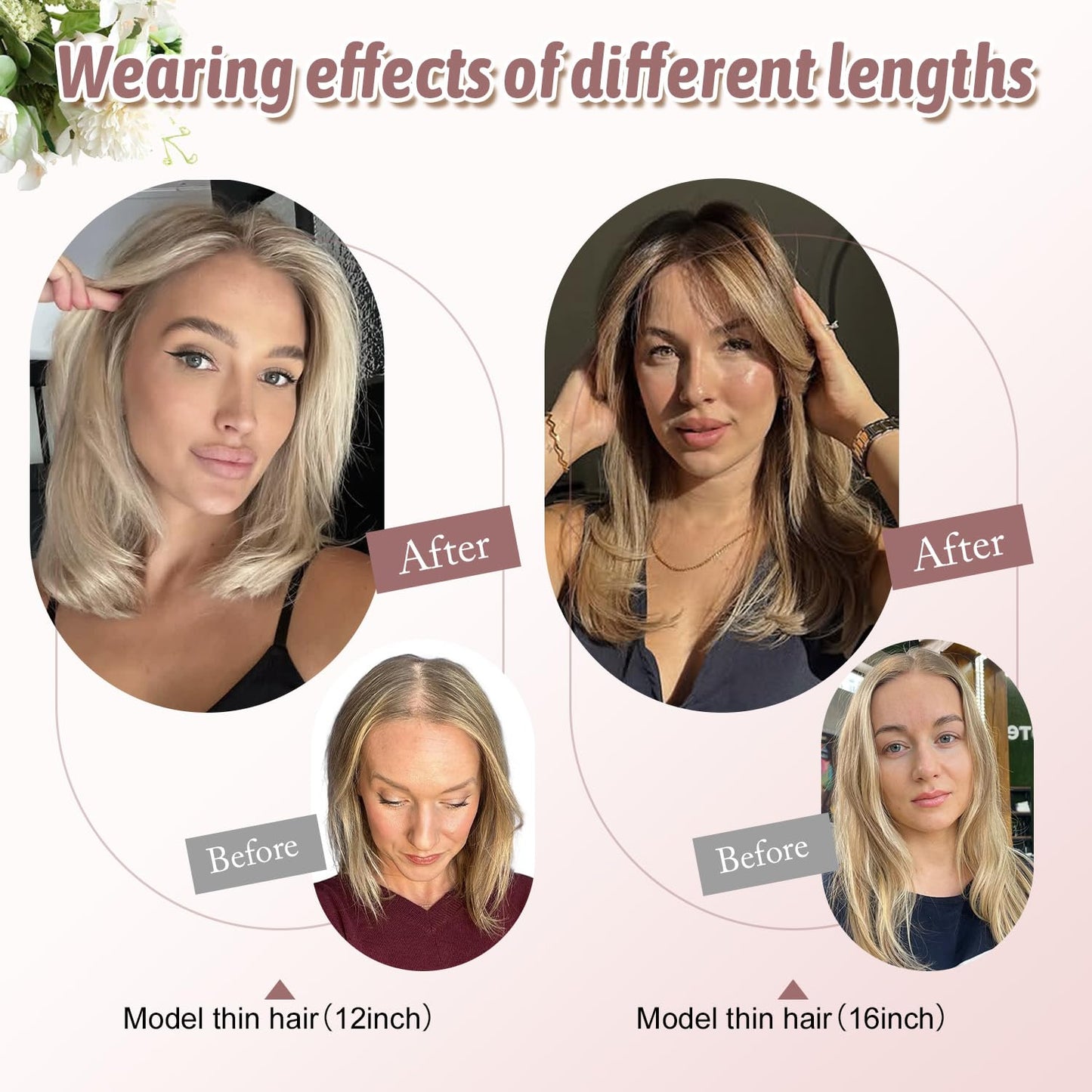 12inch Hair Toppers for Women 6.5"X6.5" Big Base Hair Topper Add Volume Daily Wear