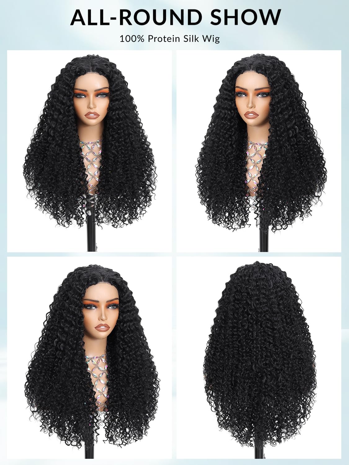 Glueless Curly Wig Synthetic Lace Front Wig 4x1 Middle Part Lace Wig Upgraded with Human Hair Like Fiber Wigs for Women