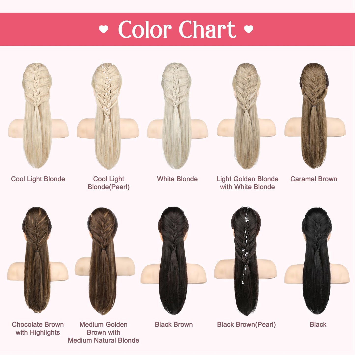 Ponytail Extension, 20 Inch Long Braid Drawstring Clip in on Ponytail Hair Extensions Synthetic Hairpiece for Women
