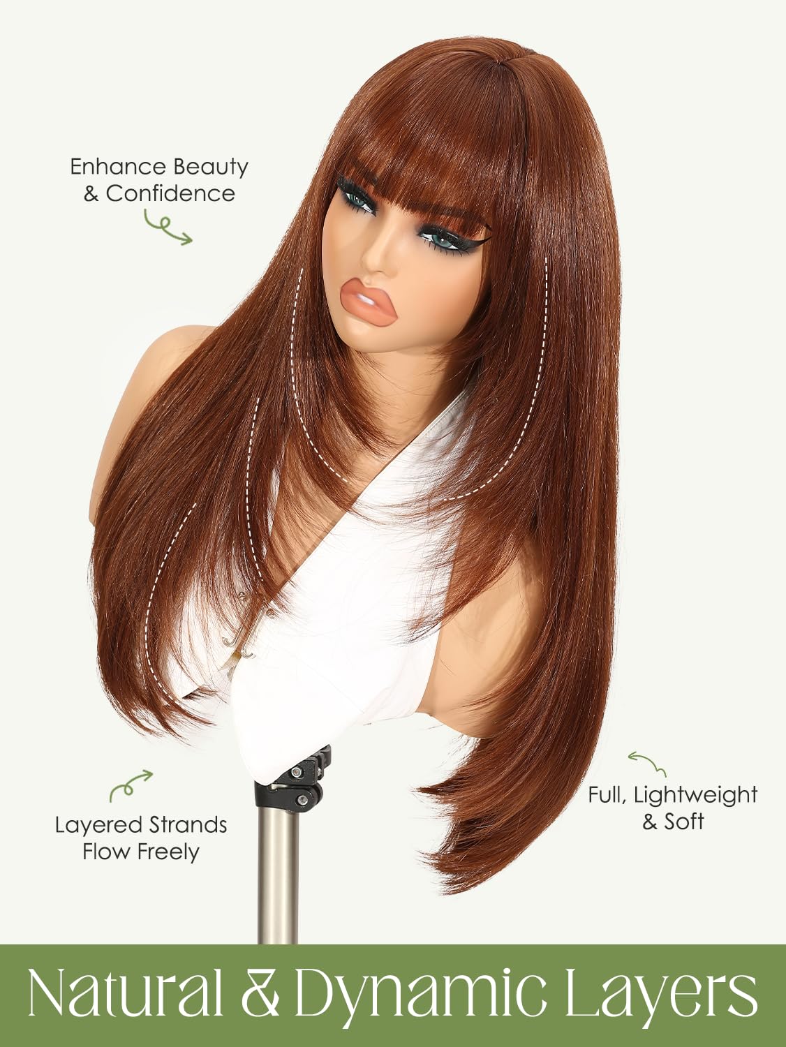 Love Long Straight Layered Wig with Bangs