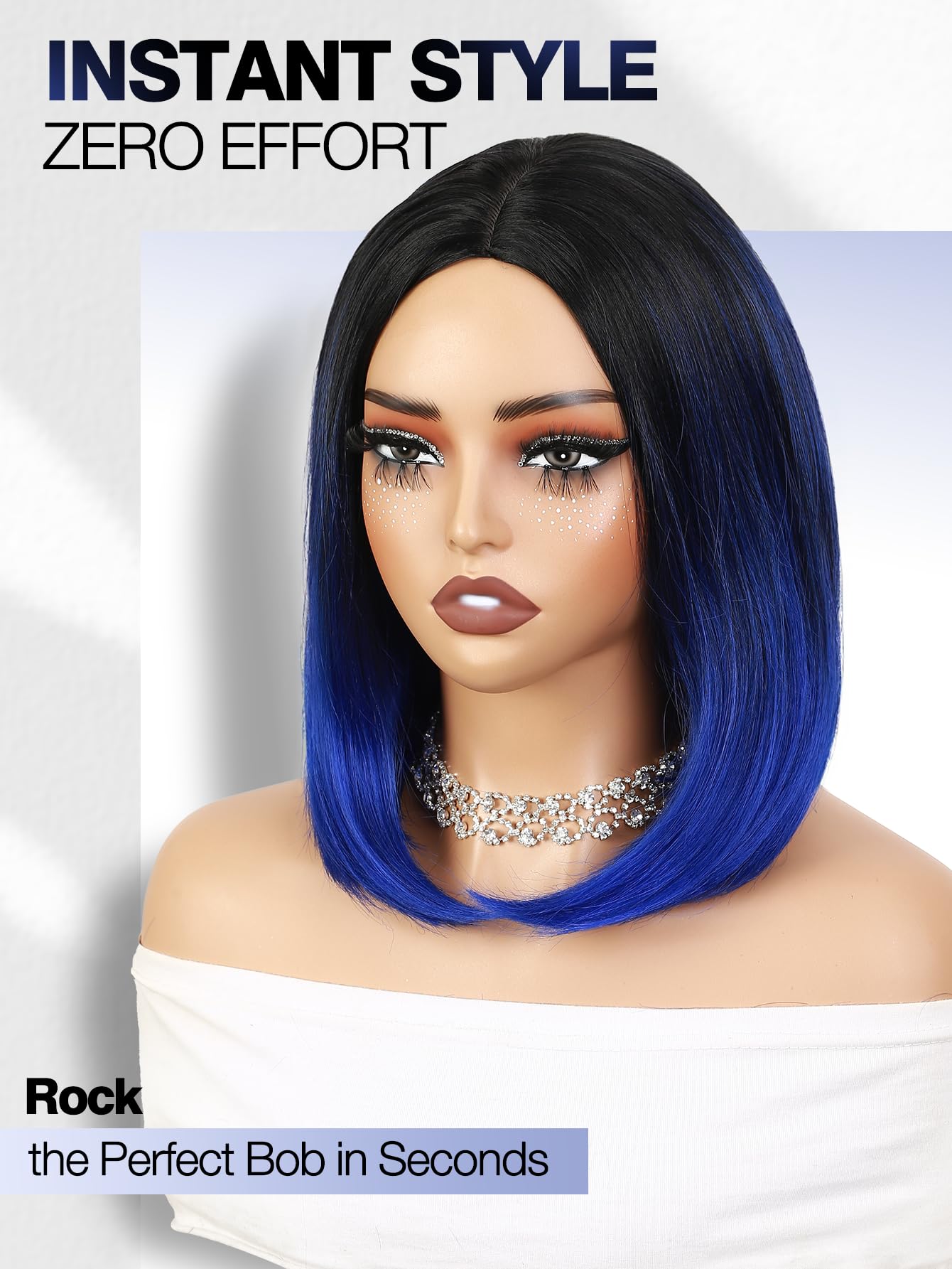 Wig Ombre Wigs Short Straight Bob Wig Middle Part Synthetic Daily Cosplay Party Full Wigs for Women