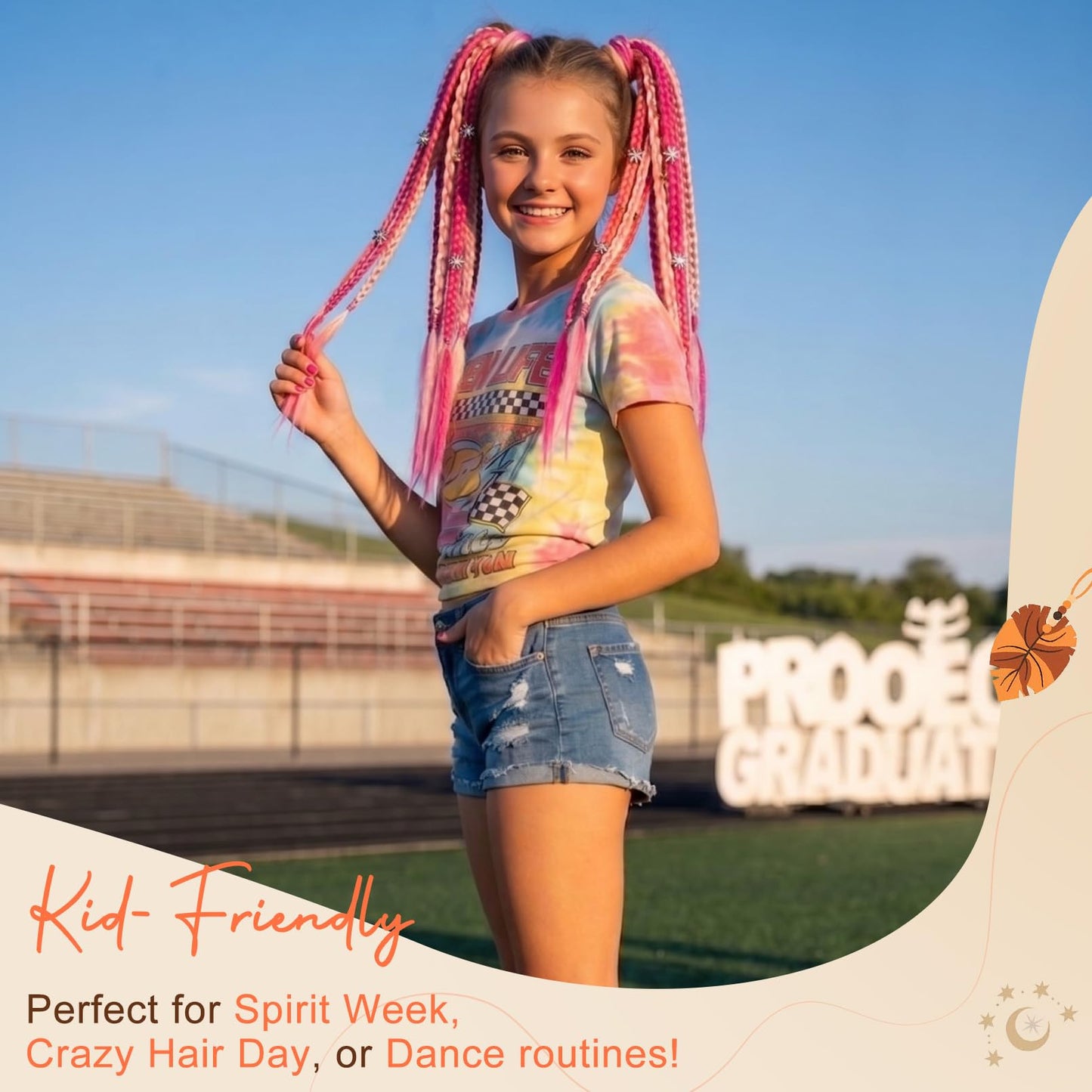 Braided Ponytail Extension on Hair Tie, 16" Full Volume Lightweight Viking Dreadlock Ponytail Braid in Dreadlock Extensions with Beads and Shells, Festival Hair Accessories for Women Girls