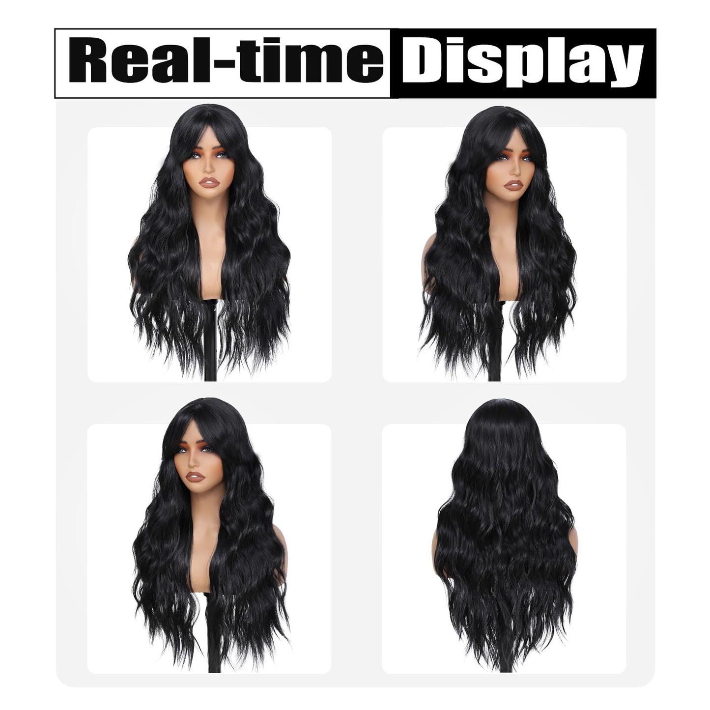 Refined hair Long curly wig with bangs
