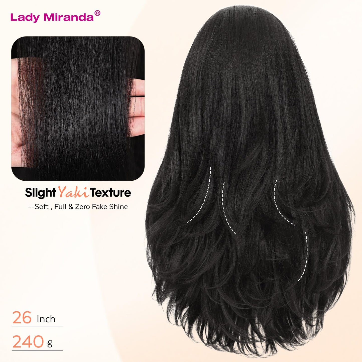 26 Inch Yaki Straight Headband Wig Kinky Straight Wear and Go Half Wig