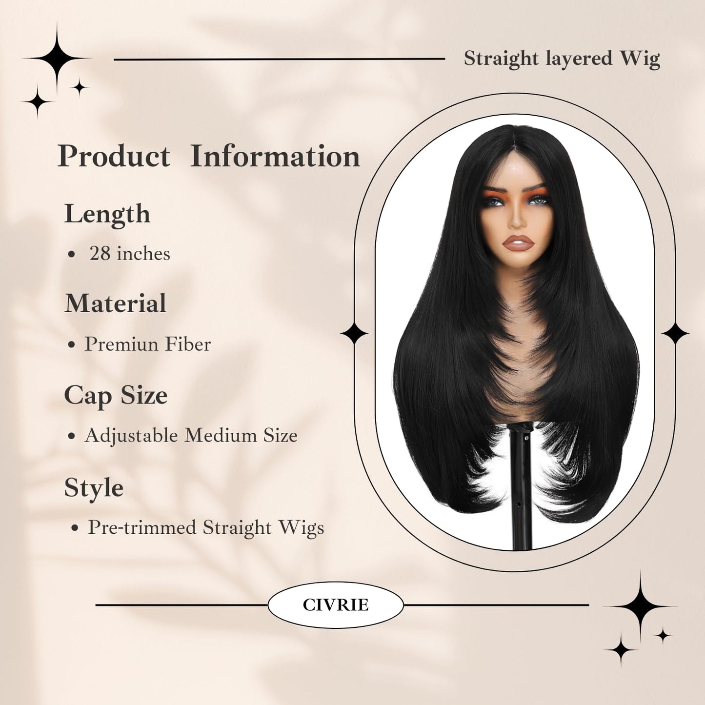 Synthetic Lace Front Wig for Women 4x1 Lace Front wigs Long Straight Layered Wigs for Black Women Wear and Go Glueless Wigs Pre Plucked Pre Cut for Beginners