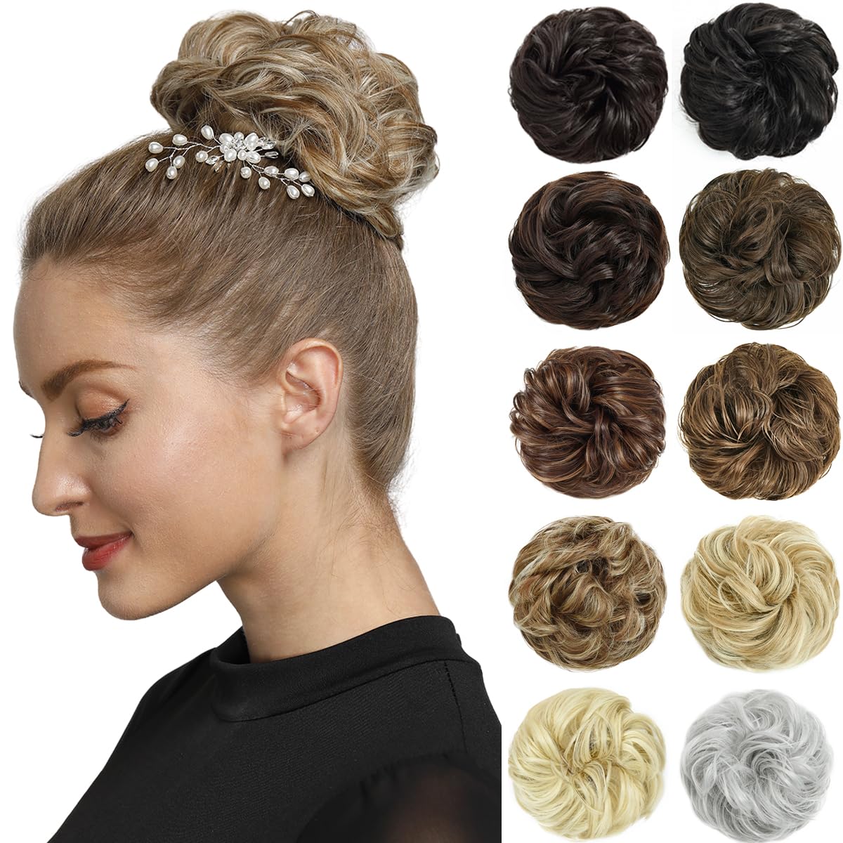 Rose bud Messy Bun Hair Pieces For Women HHUJ Natural Hair