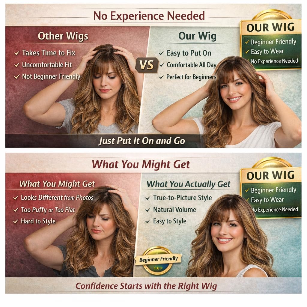 Short Wavy Wig with Bangs for Women Curly Wavy Wig Synthetic Hair Replacement Wigs for Daily Use