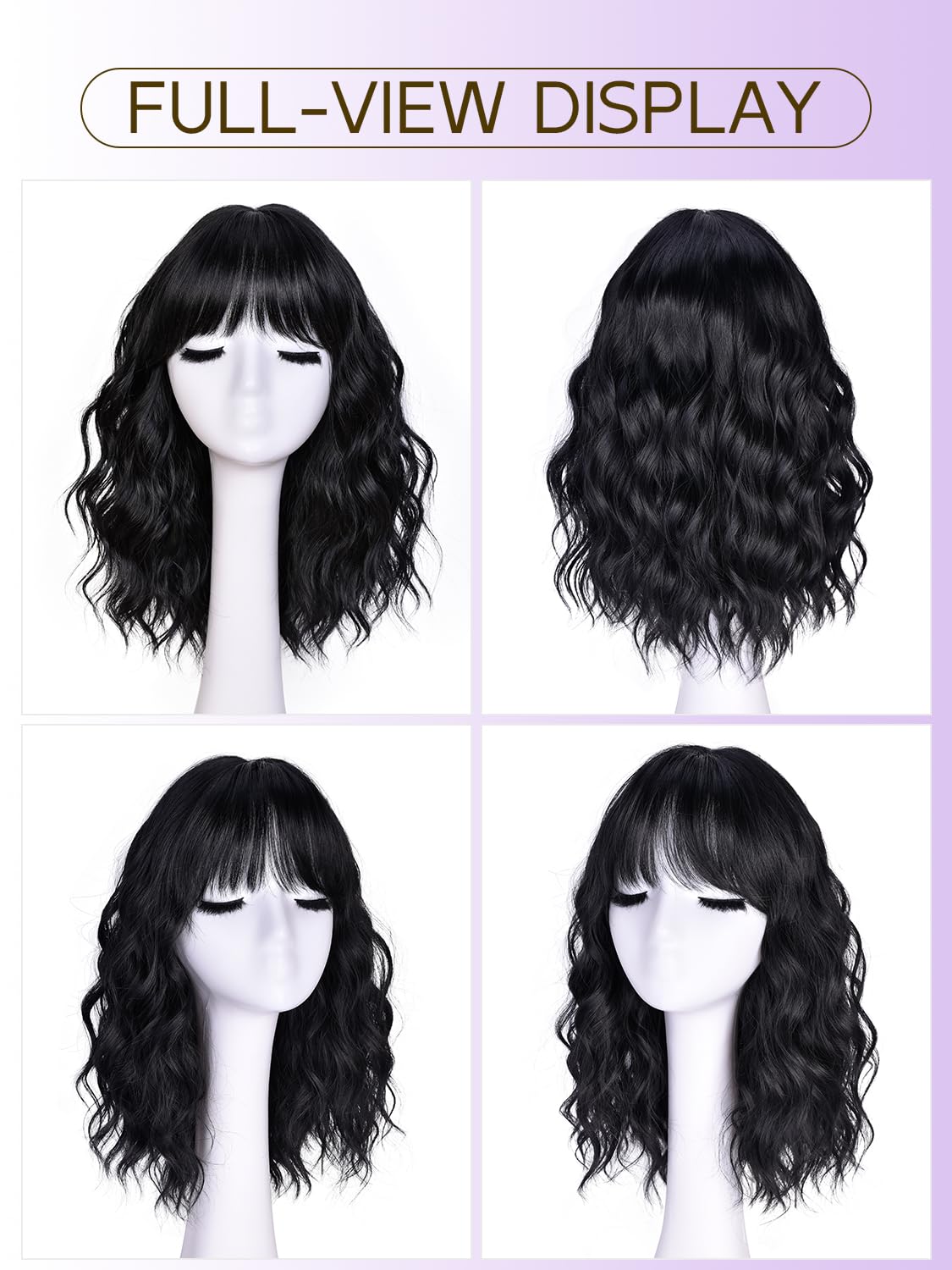 Short Wavy Wig with Bangs for Women