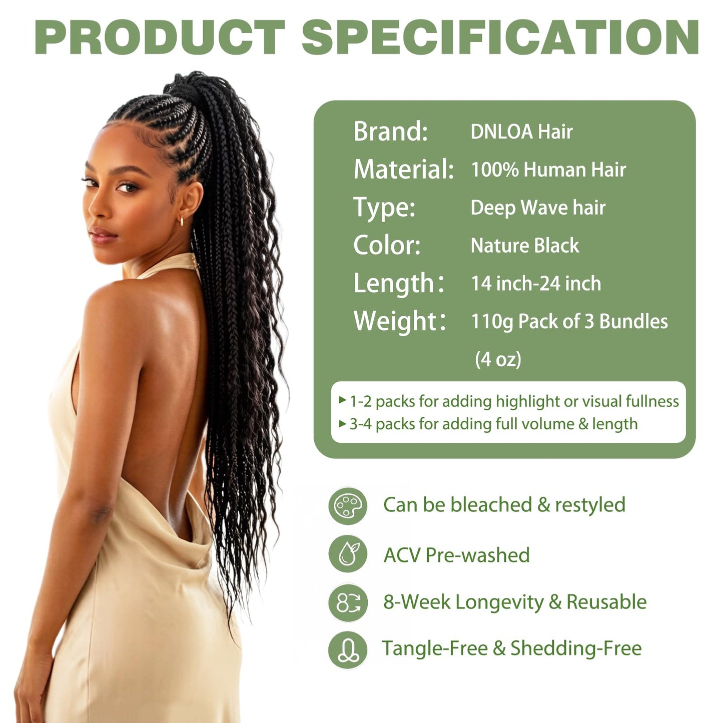 Human Braiding Hair for Boho Braids