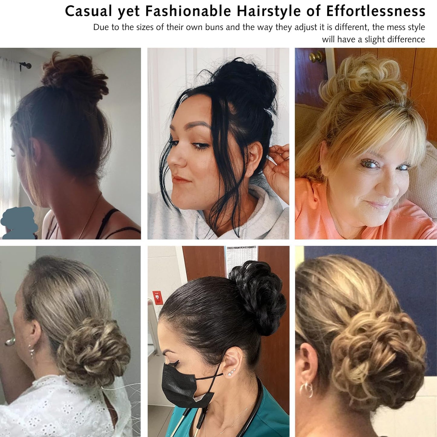 Rose bud Messy Bun Hair Pieces For Women HHUJ Natural Hair