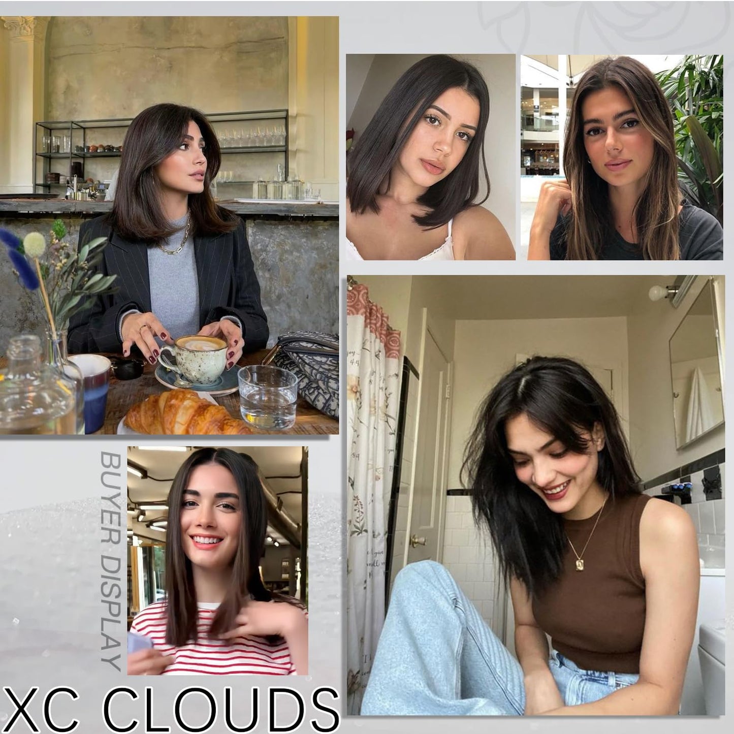 XC CLOUDS Glueless Straight Wigs For Black Women Lace Frontal Hair Wig with Middle Part Simulated Scalp Medium Length Bob Wigs for Halloween or Daily Synthetic Hair Lace Wig