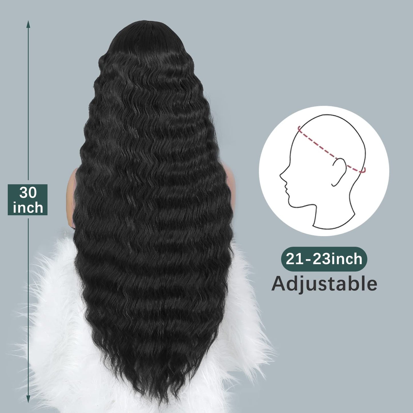 30 Inch Synthetic curly wig loose deep wave lace frontal wig middle part
